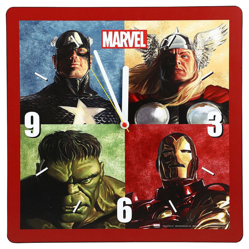 Marvel Retro 13 In. Square Clock - Home Decor - Mugs Coffee