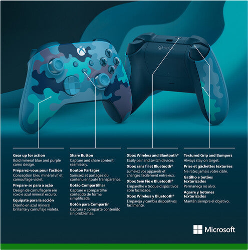 Microsoft Wireless Controller - Mineral Camo for Xbox Series X, Xbox Series S, and Xbox One