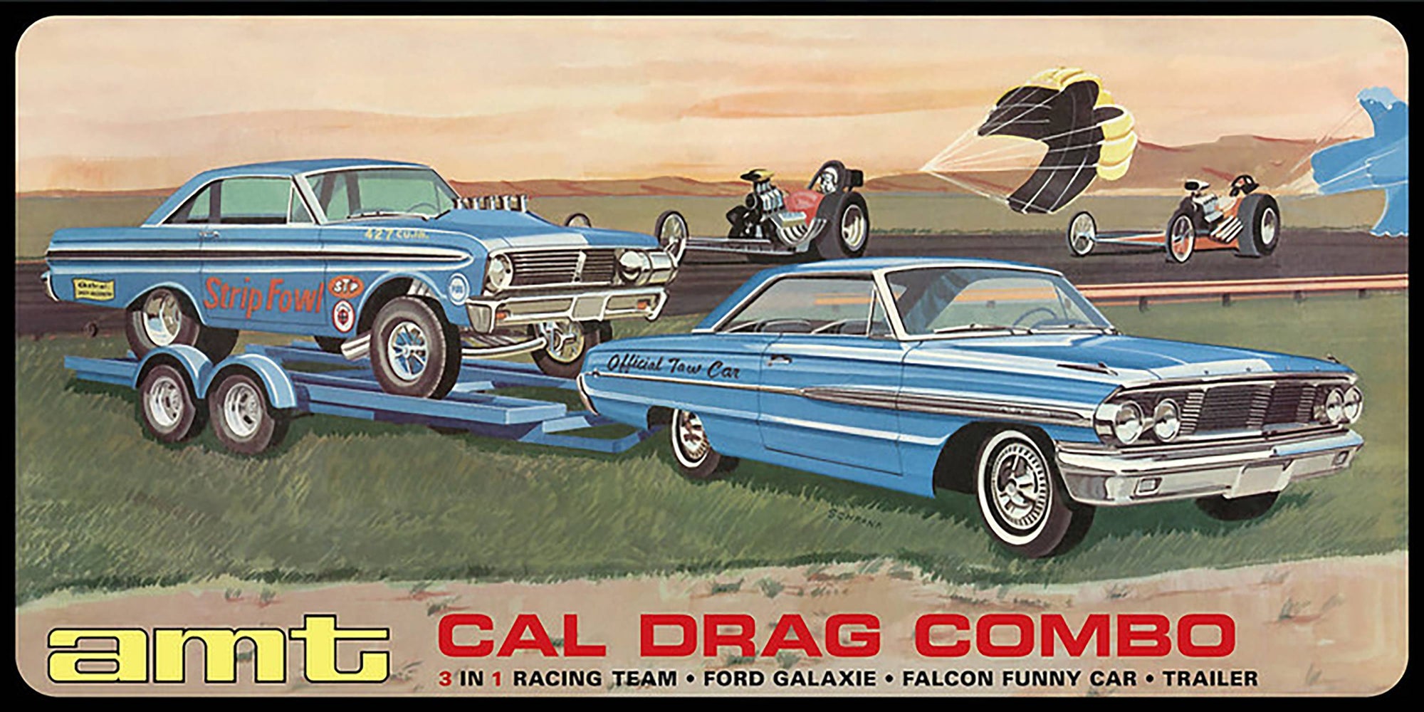 1964 Galaxie Awb Falcon & Trailer 1/25 Scale 2 Piece Model Kit