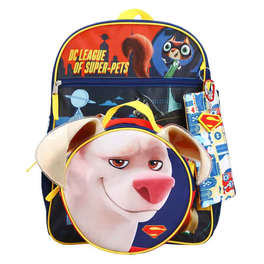 DC Comics League Of Super-Pets Youth Backpack (5 Piece Set) 