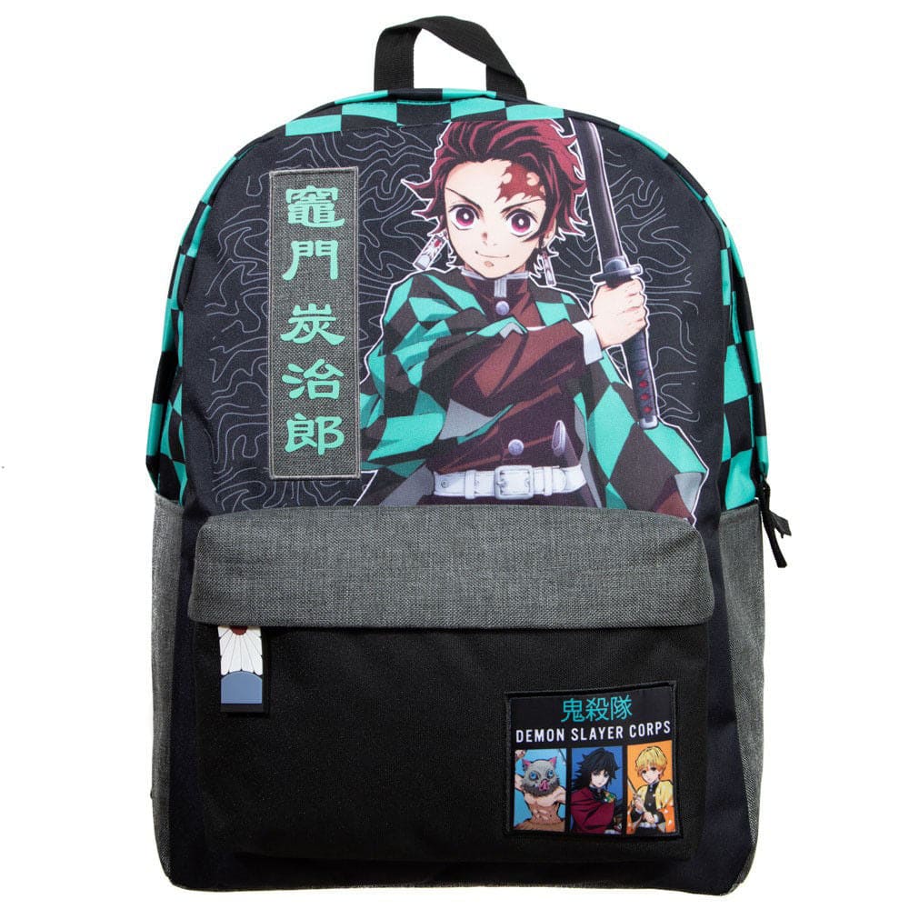 17 Demon Slayer Corps Checker Laptop Backpack - Backpacks