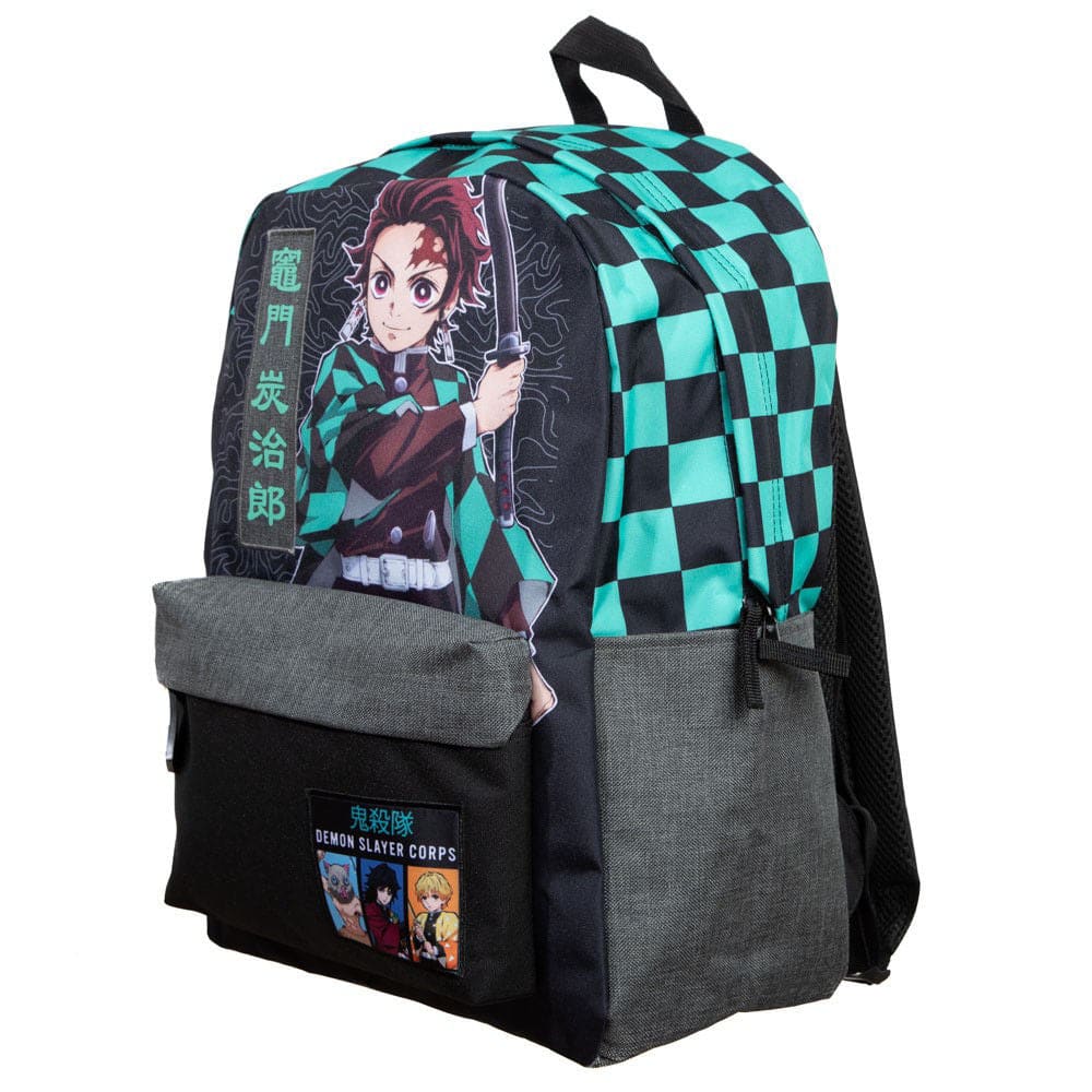 17 Demon Slayer Corps Checker Laptop Backpack - Backpacks