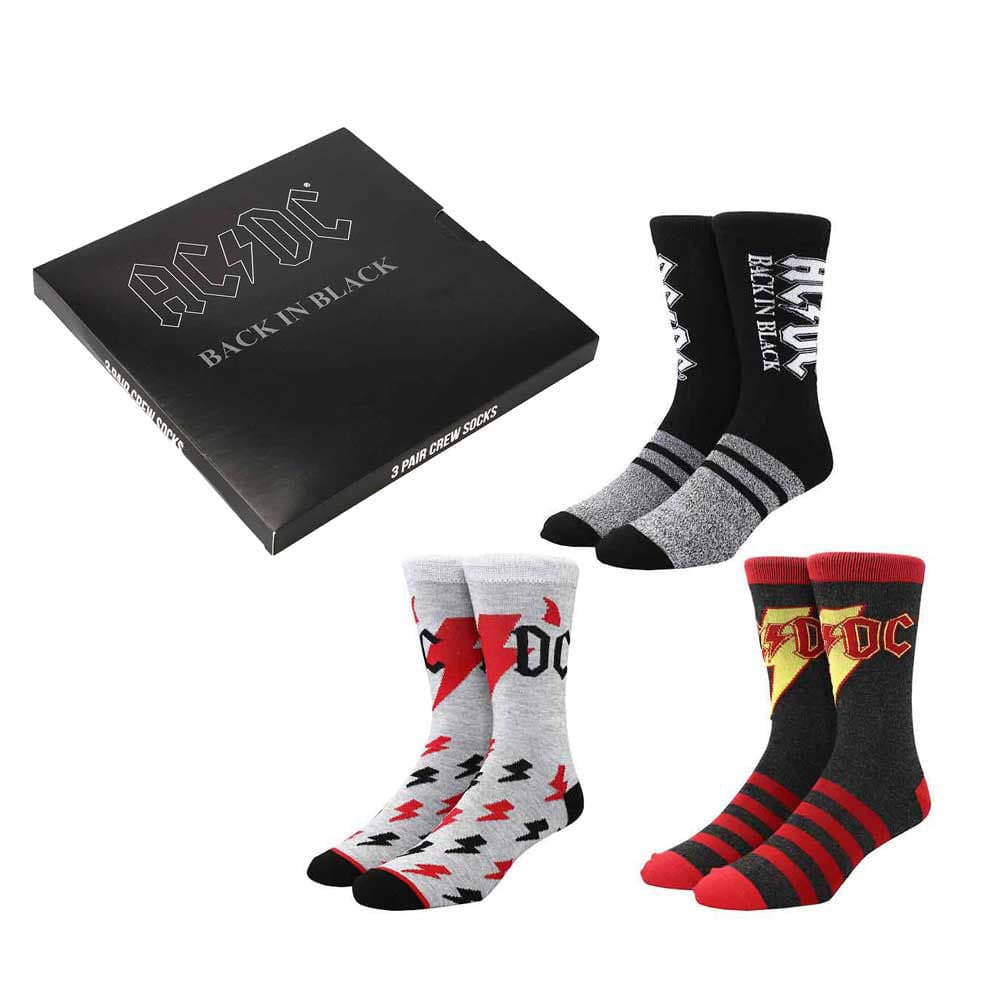 AC/DC Back in Black Crew Socks Box Set (Pack of 3) - Socks
