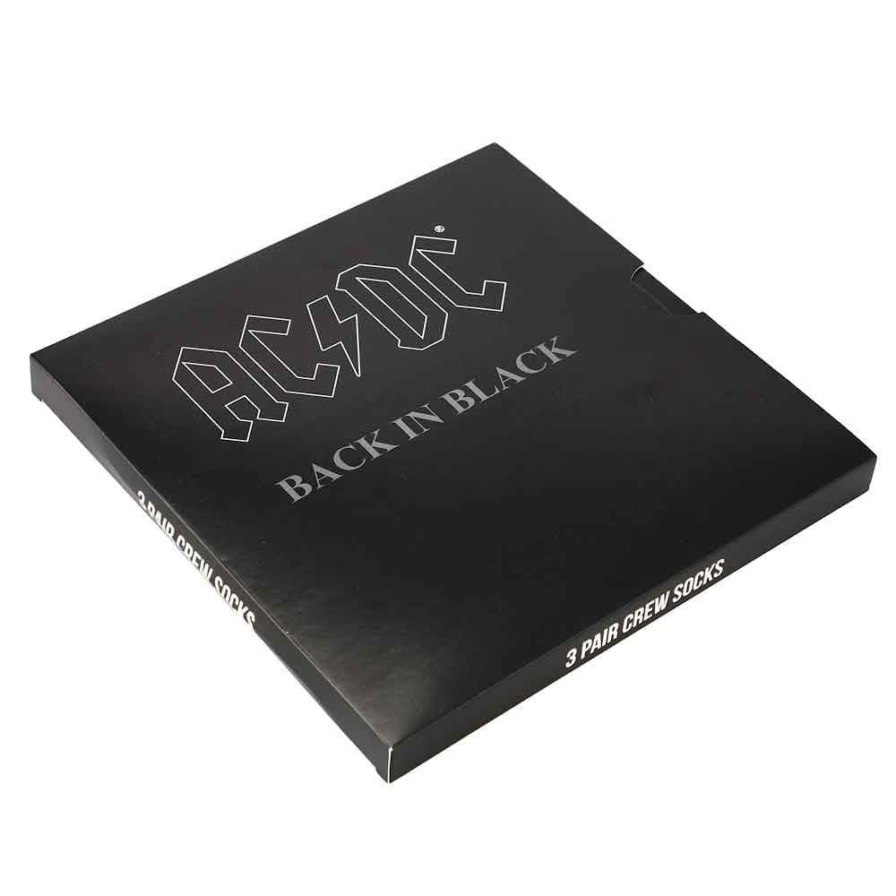 AC/DC Back in Black Crew Socks Box Set (Pack of 3) - Socks