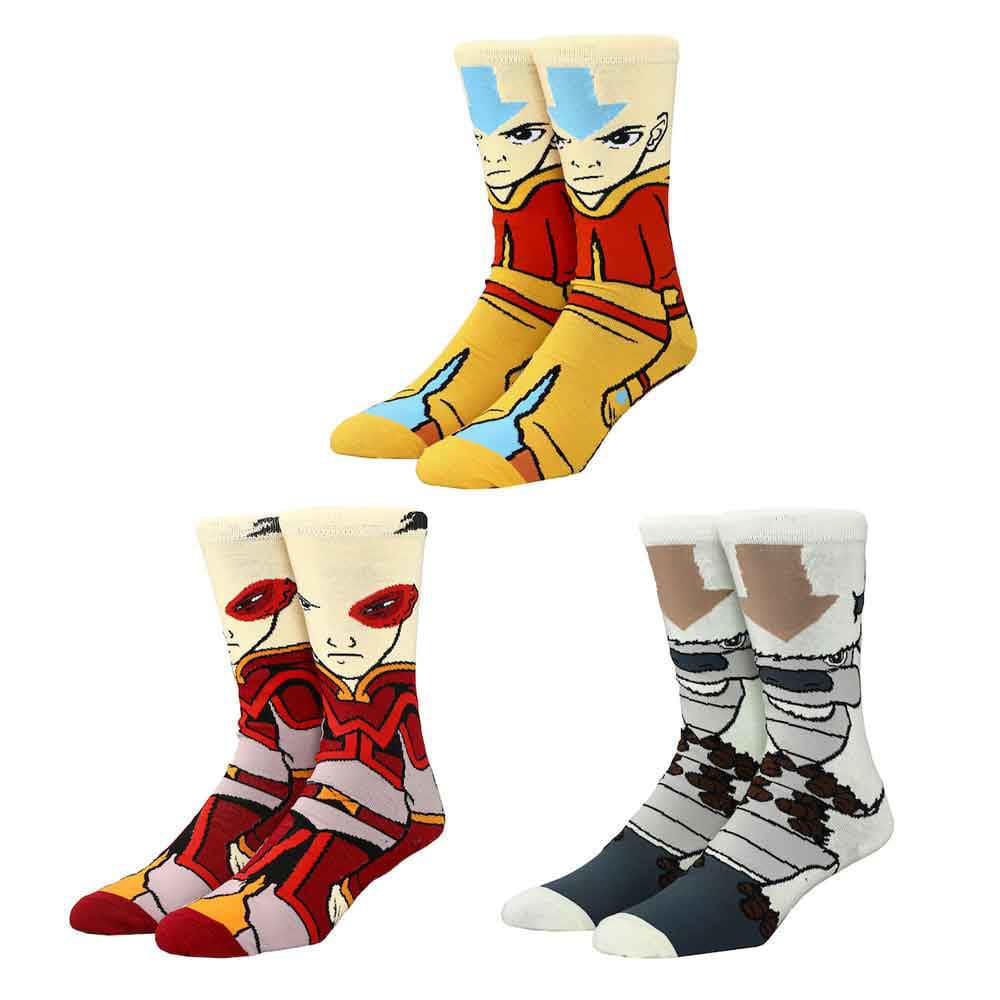 Avatar The Last Airbender Aang Appa & Zuko 3 Pair Crew Socks