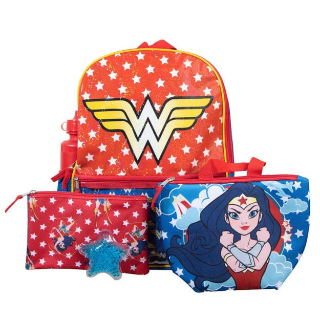 16 DC Comics Wonder Woman Backpack (5 Piece Set) - Backpacks