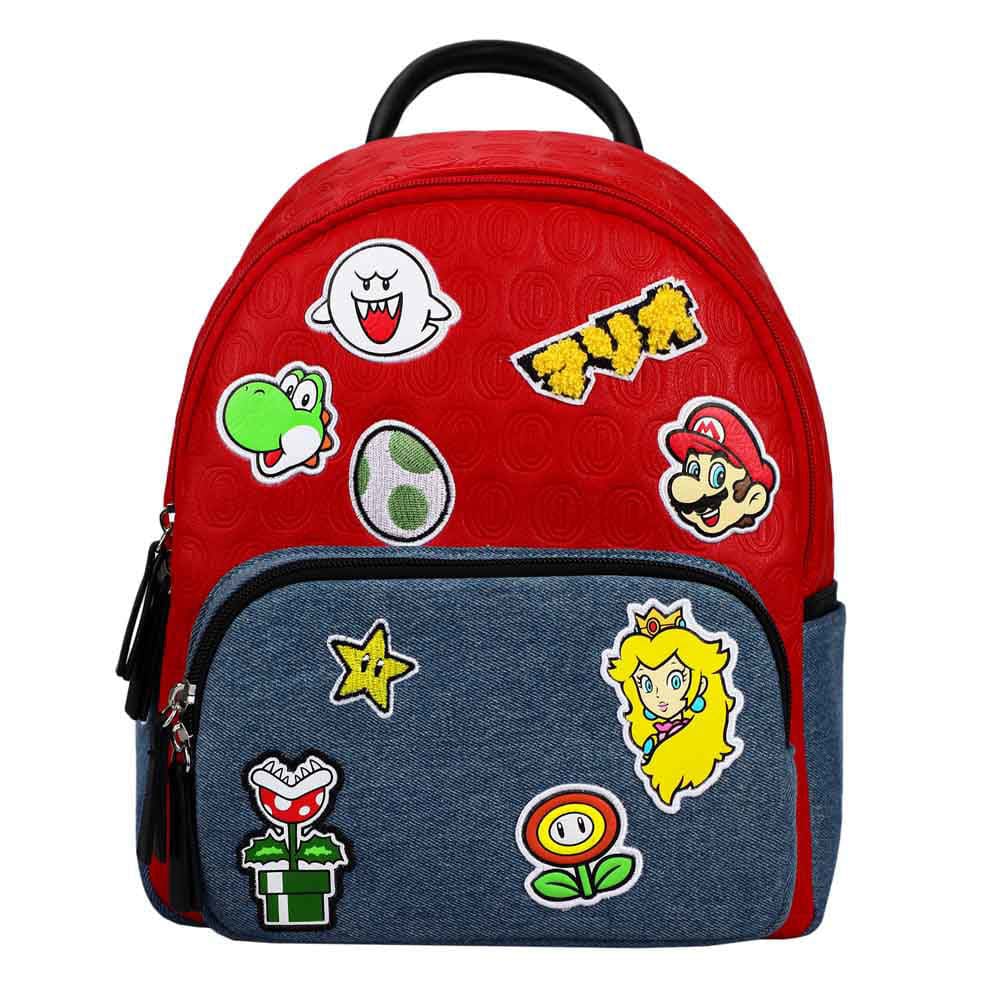 11 Super Mario Icon Patches Embossed Backpack - Backpacks