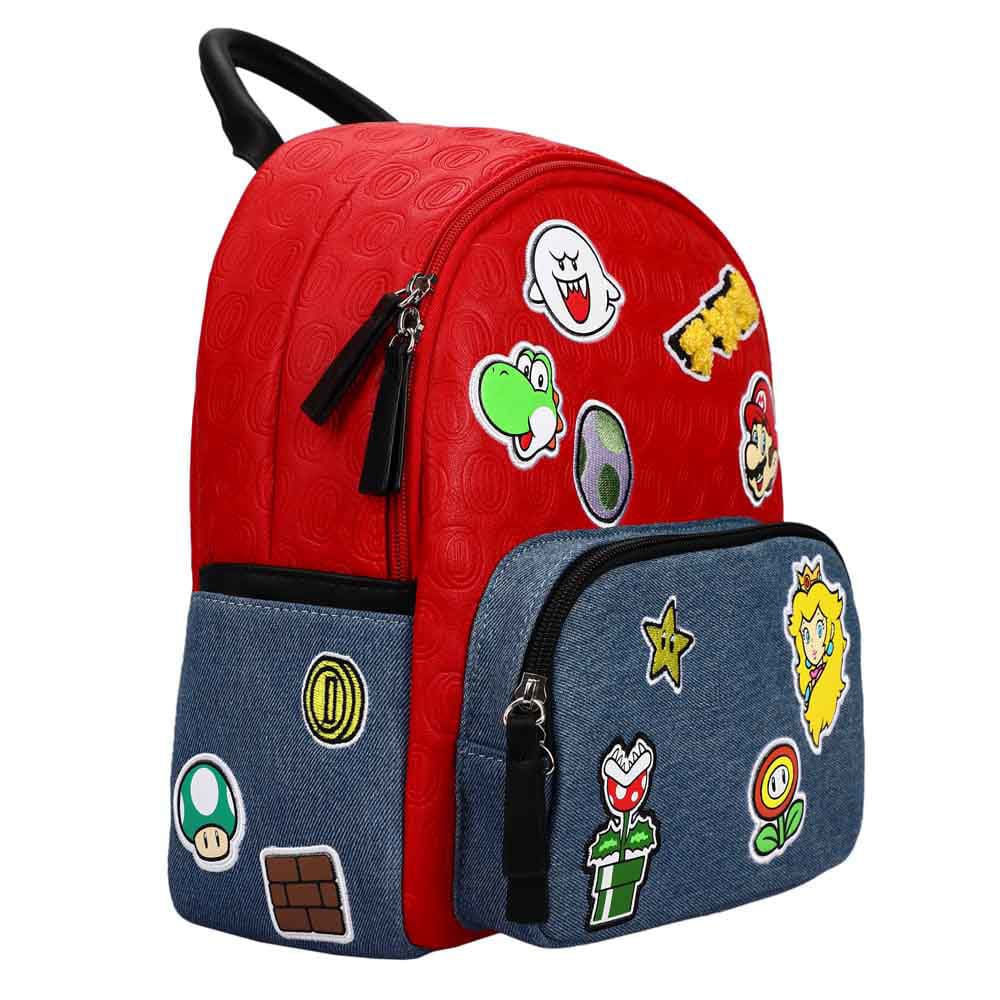 11 Super Mario Icon Patches Embossed Backpack - Backpacks