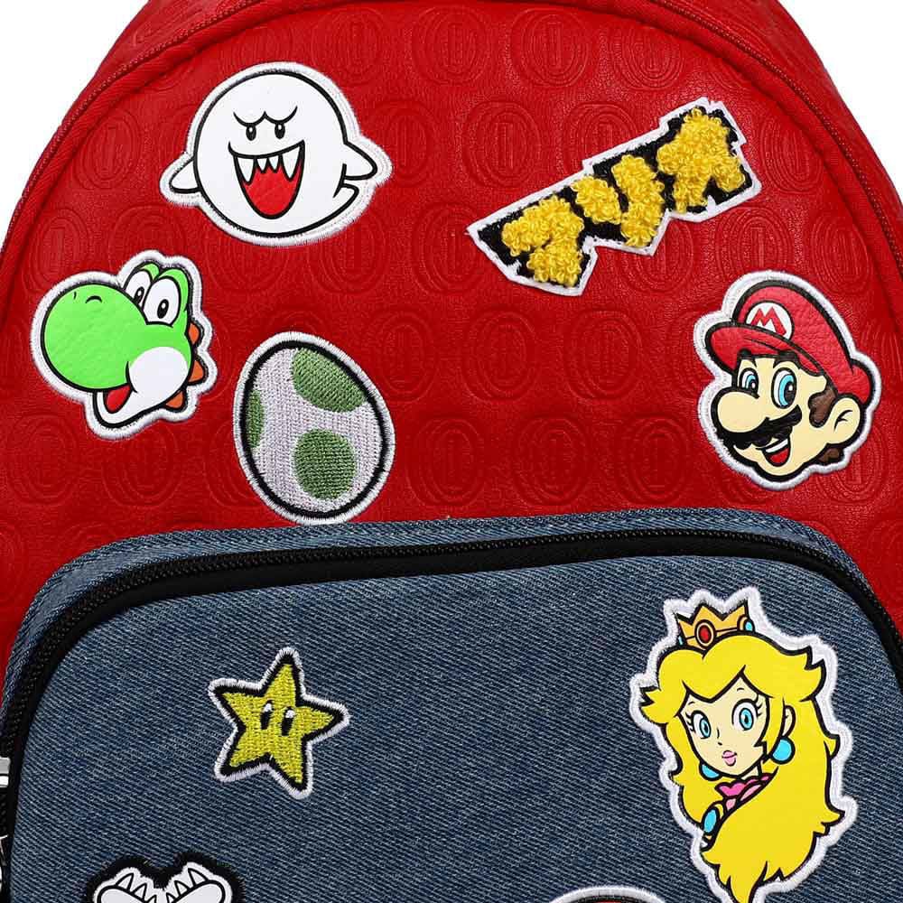 11 Super Mario Icon Patches Embossed Backpack - Backpacks
