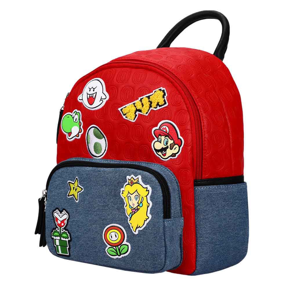 11 Super Mario Icon Patches Embossed Backpack - Backpacks