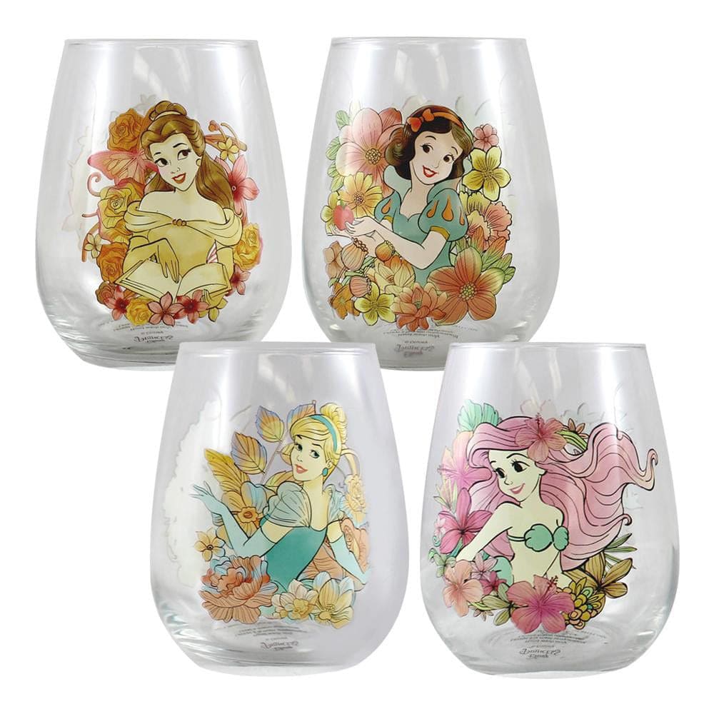 Disney Princess 18 oz. (Set of 4) Contour Glass Set - Home