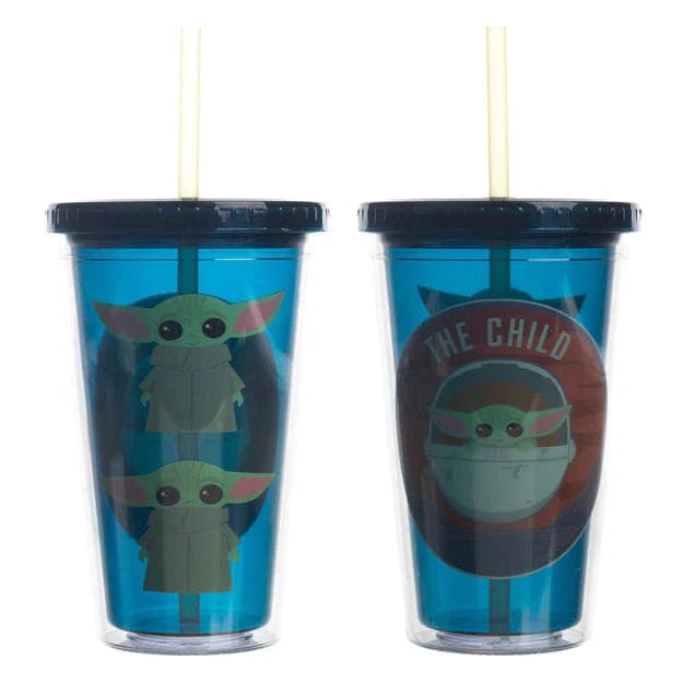 16 oz Star Wars The Mandalorian Grogu Acrylic Blue Travel